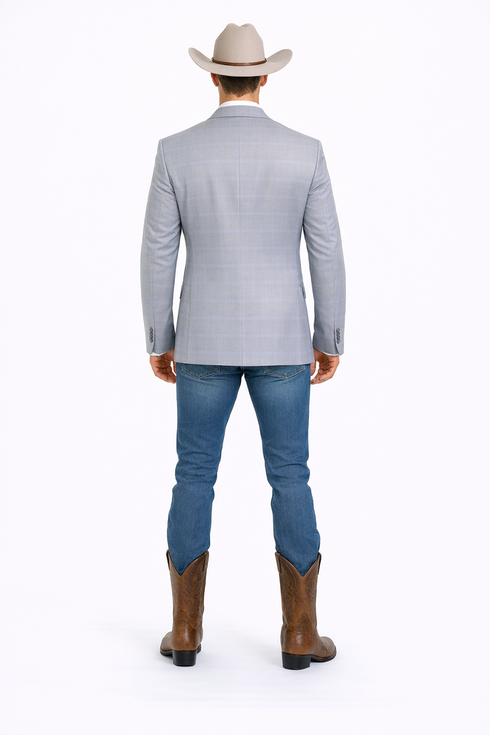 Western Blazer - Saco Para Hombre - Mens Double Button Western Grey Blazer