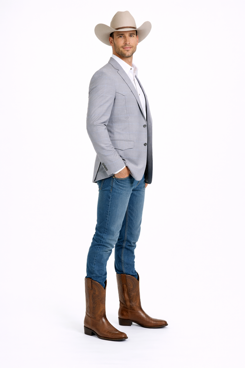 Western Blazer - Saco Para Hombre - Mens Double Button Western Grey Blazer
