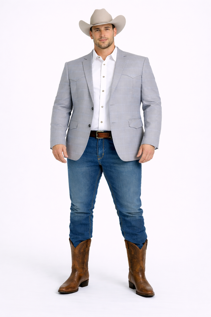 Western Blazer - Saco Para Hombre - Mens Double Button Western Grey Blazer