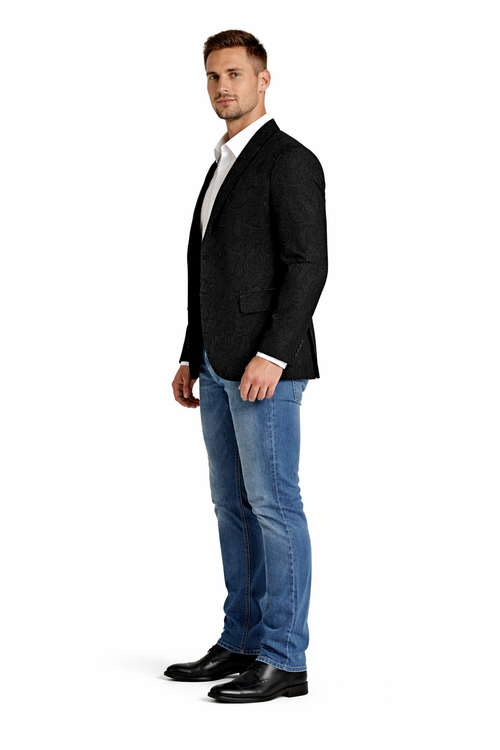 Western Blazer - Saco Vaquero Para Hombre - Paisley Blazer in Black