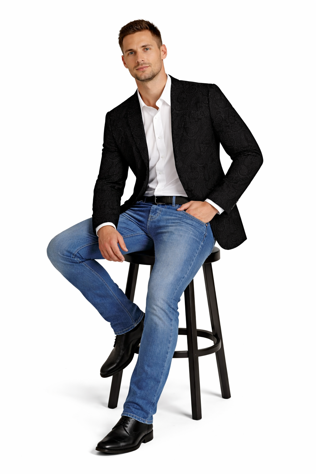 Western Blazer - Saco Vaquero Para Hombre - Paisley Blazer in Black