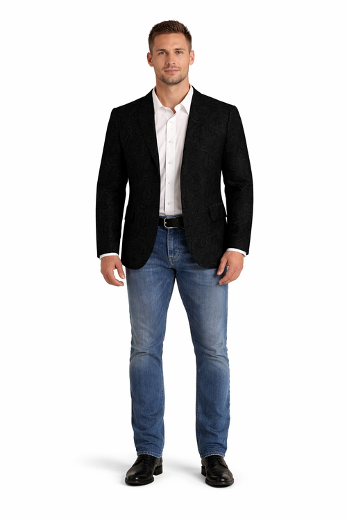 Western Blazer - Saco Vaquero Para Hombre - Paisley Blazer in Black