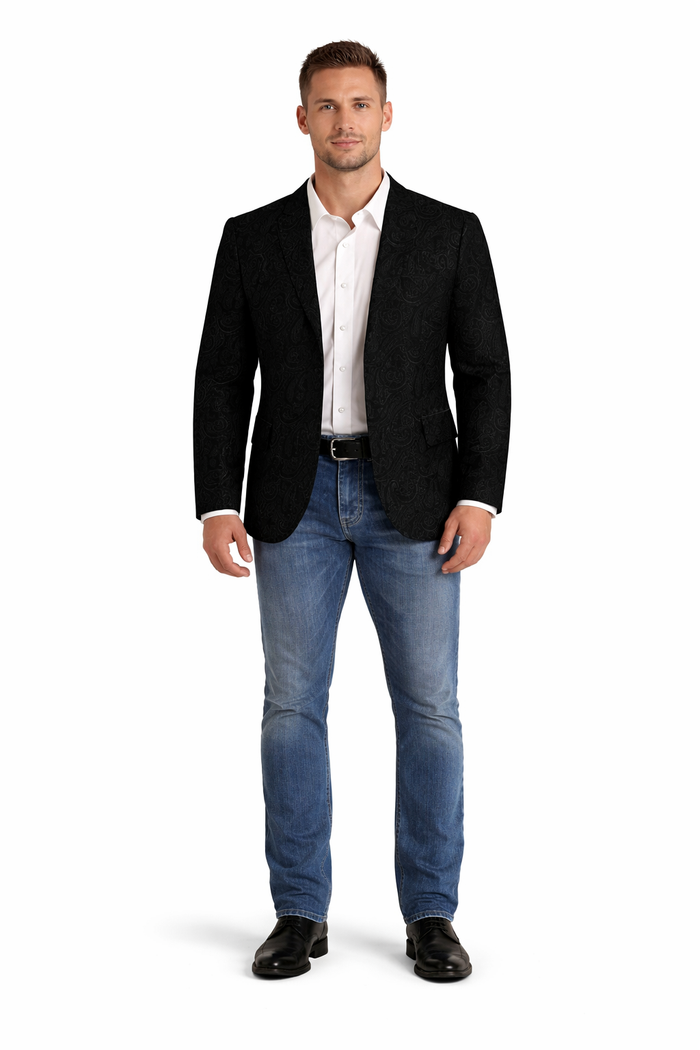 Western Blazer - Saco Vaquero Para Hombre - Paisley Blazer in Black