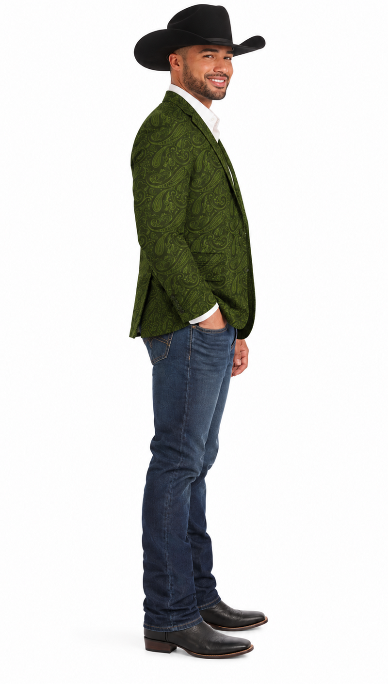 Western Blazer - Saco Vaquero Para Hombre - Paisley Blazer in Olive
