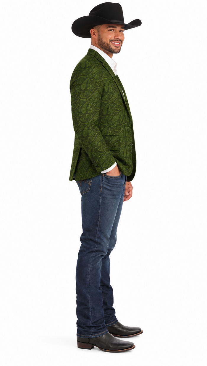Western Blazer - Saco Vaquero Para Hombre - Paisley Blazer in Olive
