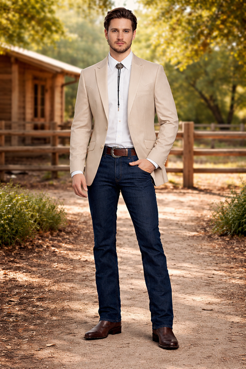 Western Suit - Trajes Para Hombres - Cowboy Formal Attire - Trajes De Novio - Slim Fit Western Tan