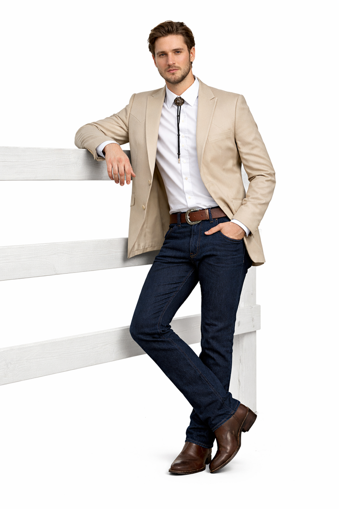 Men's Western Country Suit by Albertonardonistore | Tan Slim Fit