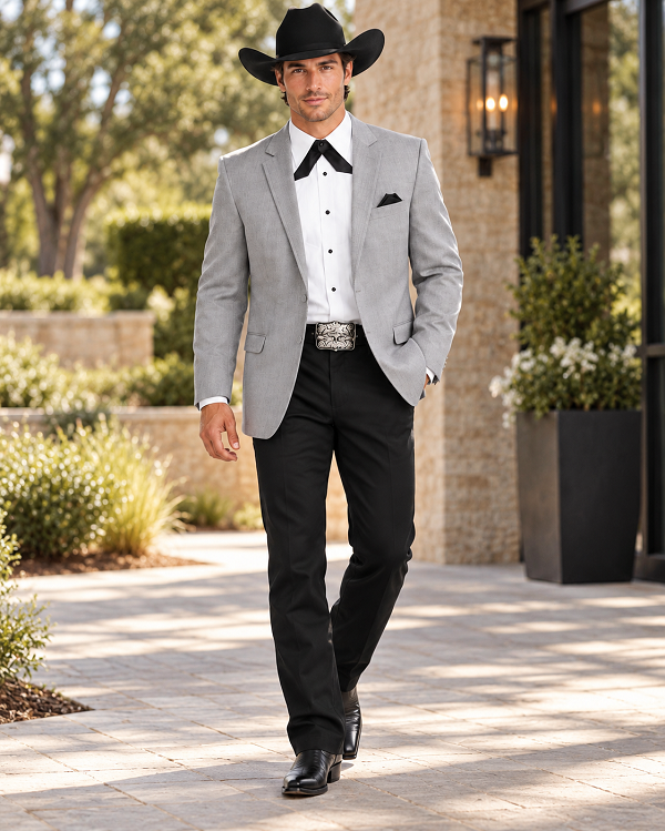 Western Suits For Wedding - Western Tuxedo - Cowboy Tuxedo Grey