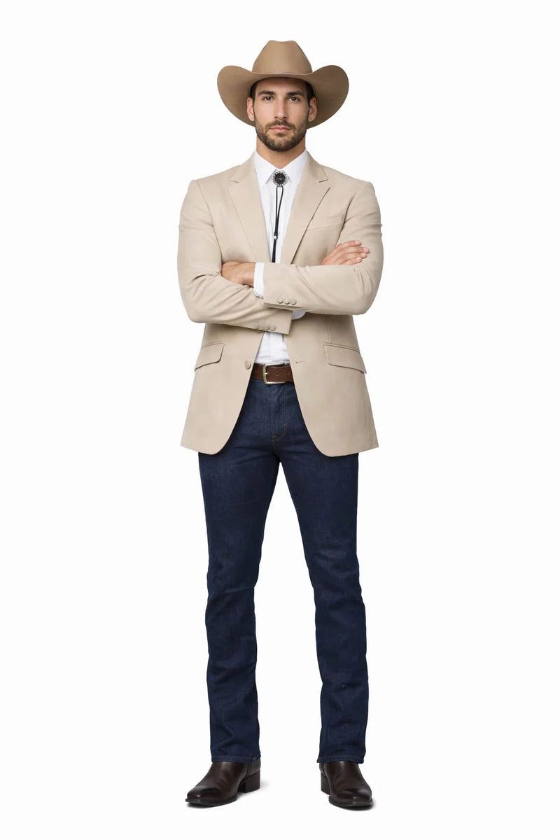 Western Tan Tuxedo Dinner Jacket  - Light Khaki Beige Color