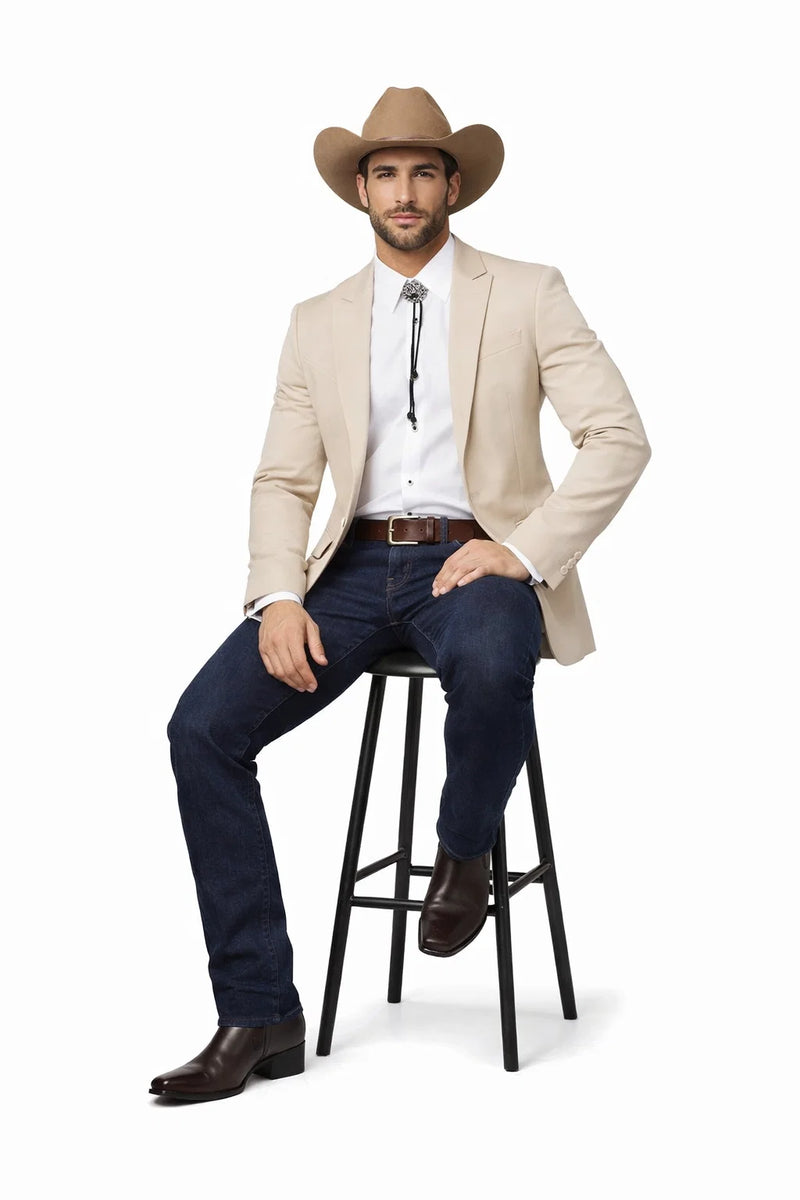 Western Tan Tuxedo Dinner Jacket  - Light Khaki Beige Color