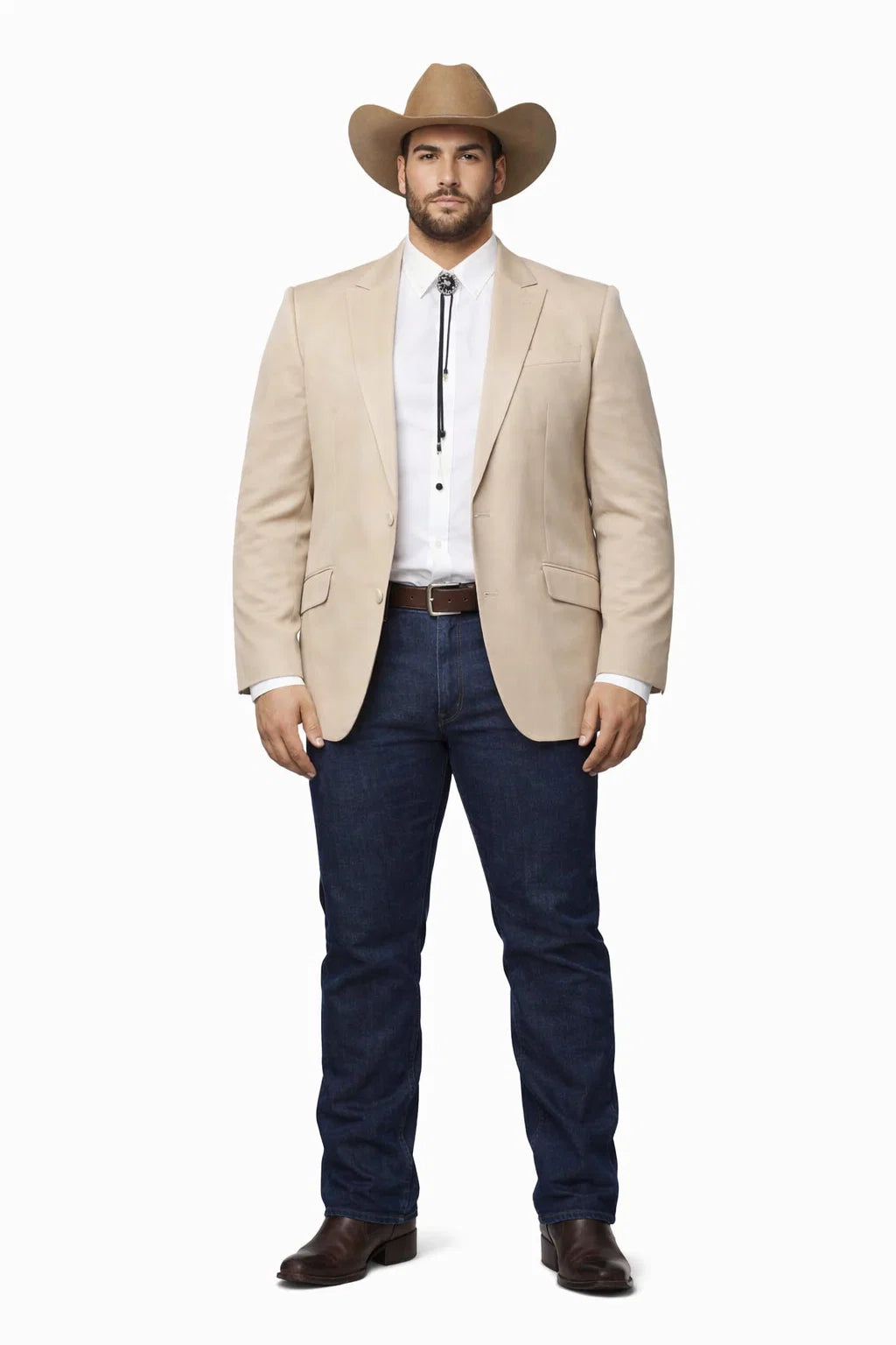 Western Tan Tuxedo Dinner Jacket  - Light Khaki Beige Color