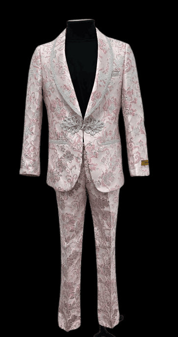 White and Pink Tuxedo - Pink Prom Suit - AlbertoNardoniStore