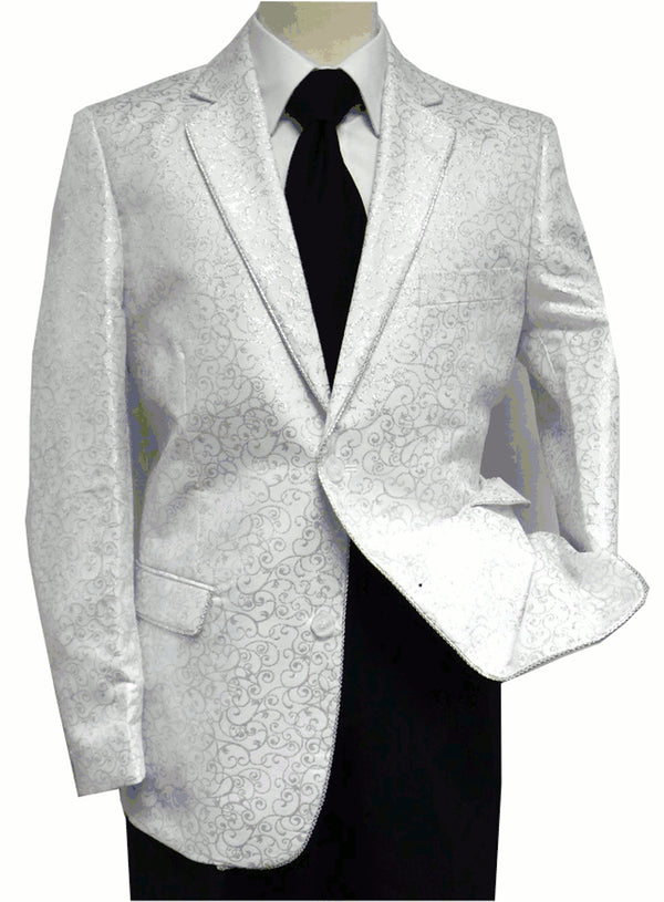 White And Silver Prom Suit - White Wedding Tuxedo - AlbertoNardoniStore