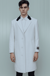 Belted White Wool And Cashmere Mens Overcoat