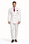 Mens Designer Modern Fit Double Breasted Suit with Gold Buttons in White