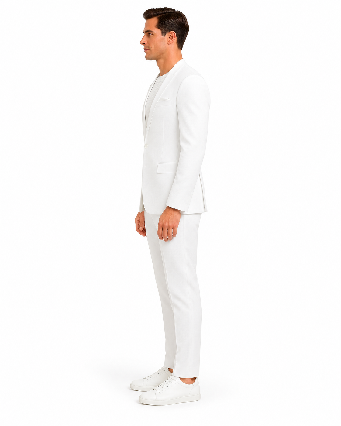 White Linen Suit For Summer - Collarless Blazer and Pants Collarless Lapel - No Lapel Casual!