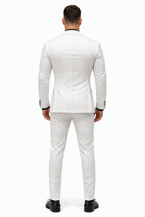 White Suit With Black Pinstripe - 1920'S 1940'S Dress Suit