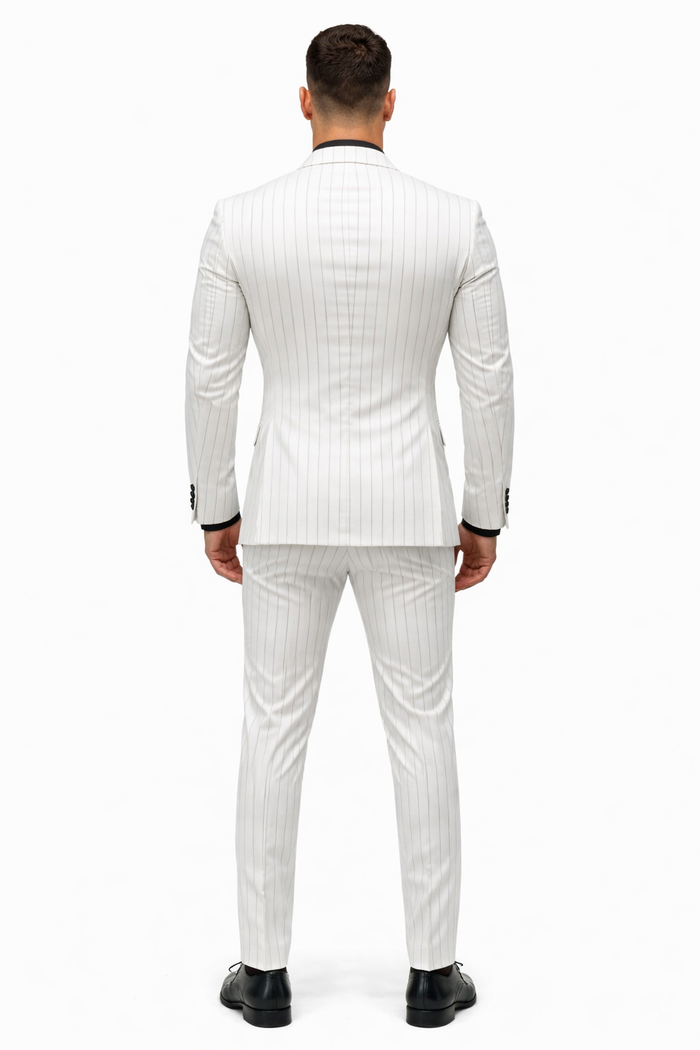 White Suit With Black Pinstripe - 1920'S 1940'S Dress Suit
