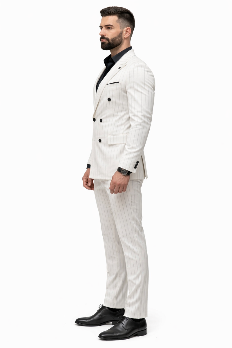 White Suit With Black Pinstripe - 1920'S 1940'S Dress Suit