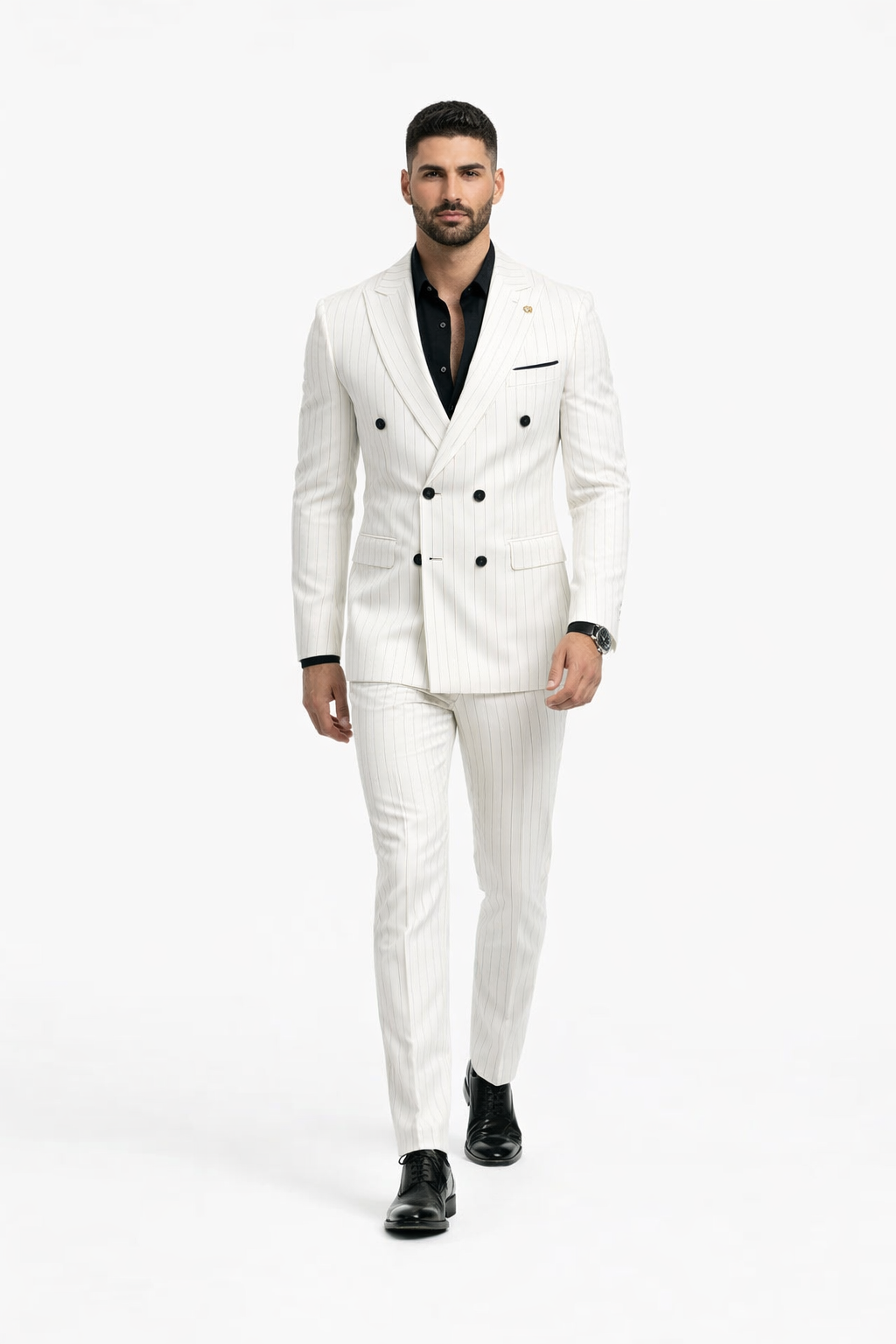 White Suit With Black Pinstripe - 1920'S 1940'S Dress Suit