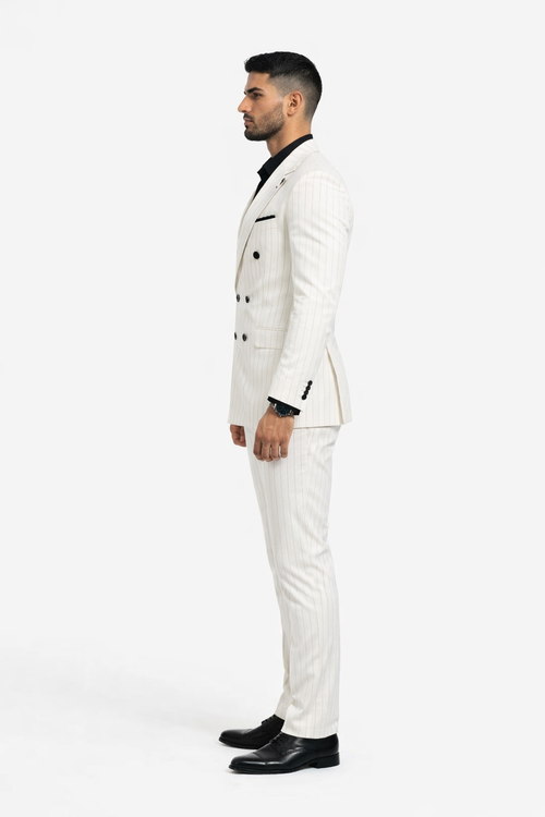 White Suit With Black Pinstripe - 1920'S 1940'S Dress Suit