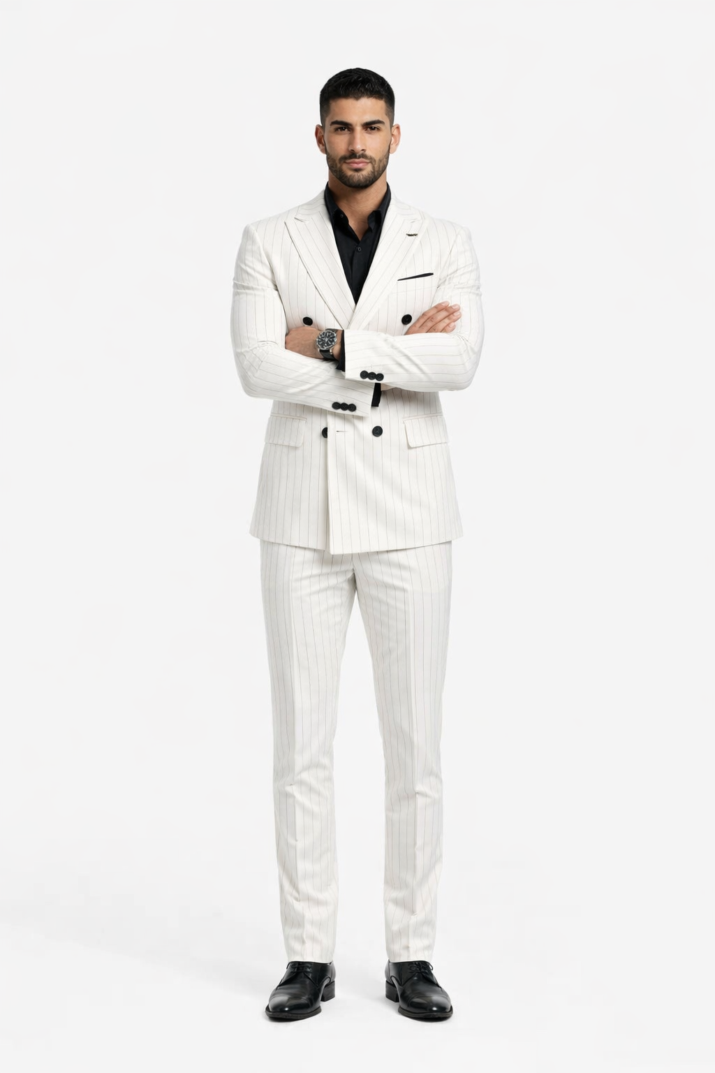 White Suit With Black Pinstripe - 1920'S 1940'S Dress Suit