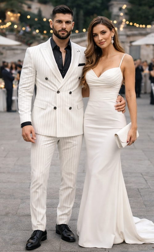 White Suit With Black Pinstripe - 1920'S 1940'S Dress Suit