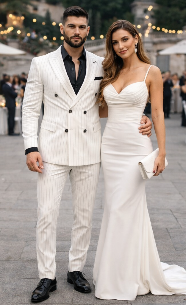 White Suit With Black Pinstripe - 1920'S 1940'S Dress Suit