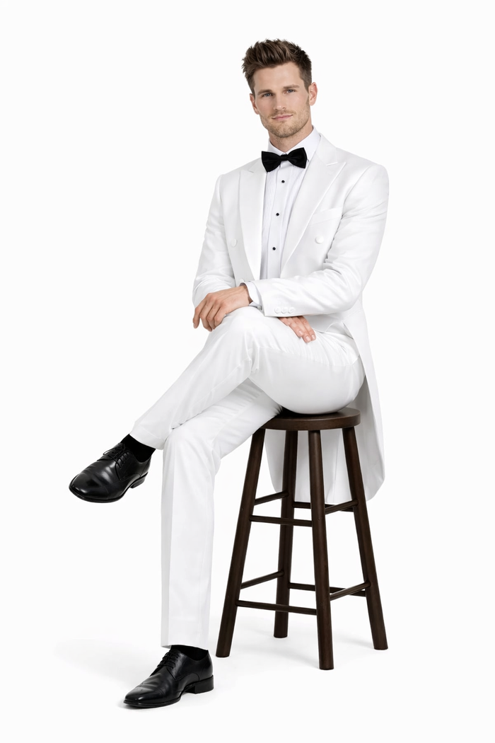 White Tuxedo Tailcoat - White Wedding Suit