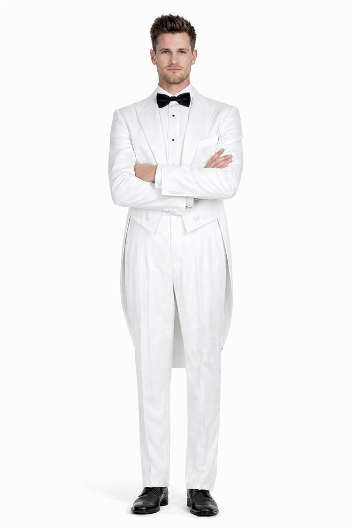 White Tuxedo Tailcoat - White Wedding Suit