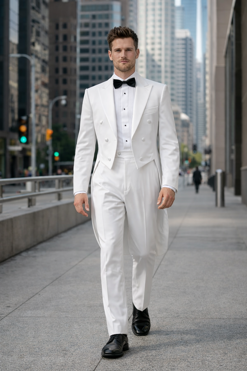 White Tuxedo Tailcoat - White Wedding Suit