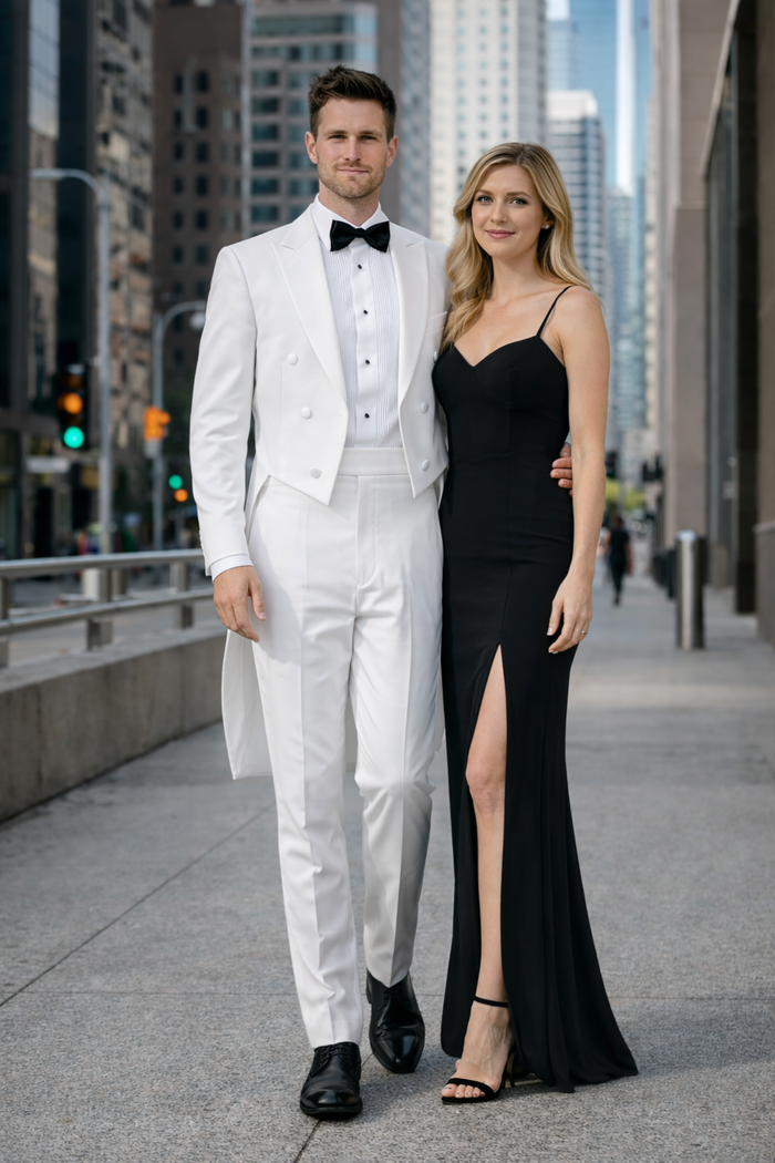 White Tuxedo Tailcoat - White Wedding Suit