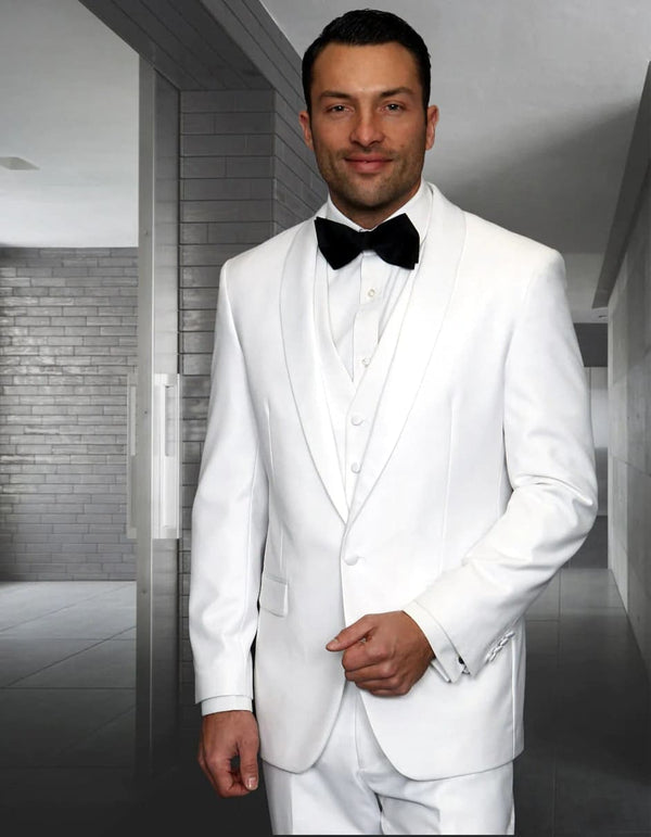 White tuxedo wedding groom - White wedding tuxedos