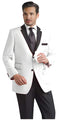 Two buttons White Dinner Jacket White Two buttons Notch Party Boy Wedding Toddler Suit For Groom Weddings & Prom ~ Wedding Groomsmen Tuxedo 2020 & Dinner Jacket Sportcoat Jacket W/ Dark black Collared Blazer ~ Suit Jacket