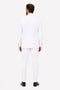 Men's White Statement Ticket Pocket Peak Lapel Wool Double Breasted Vest Suit with Gold Buttons – Modern Fit