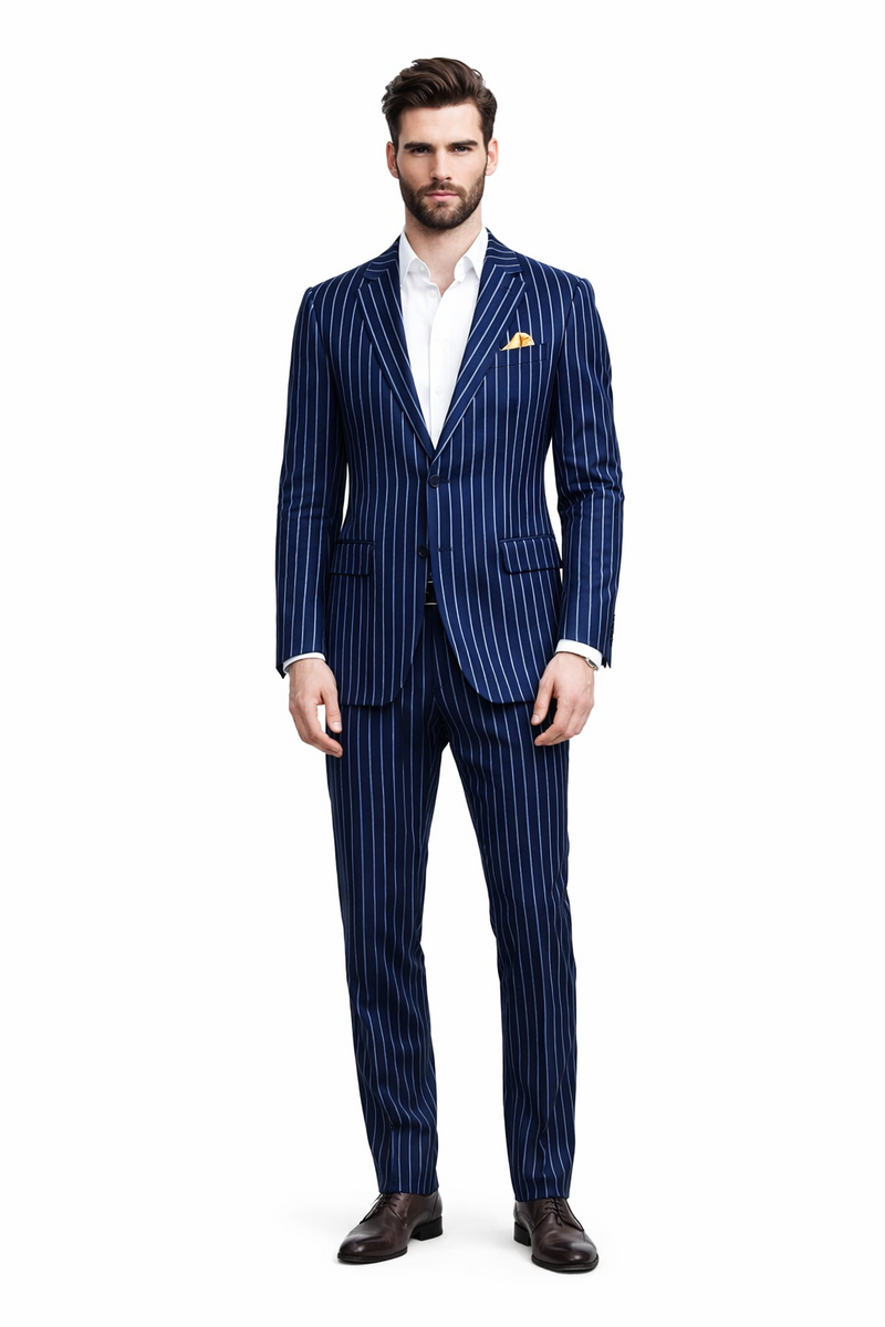 Wholesale Mens Jackets - Wholesale Blazer -Navy And Bold White Blazer