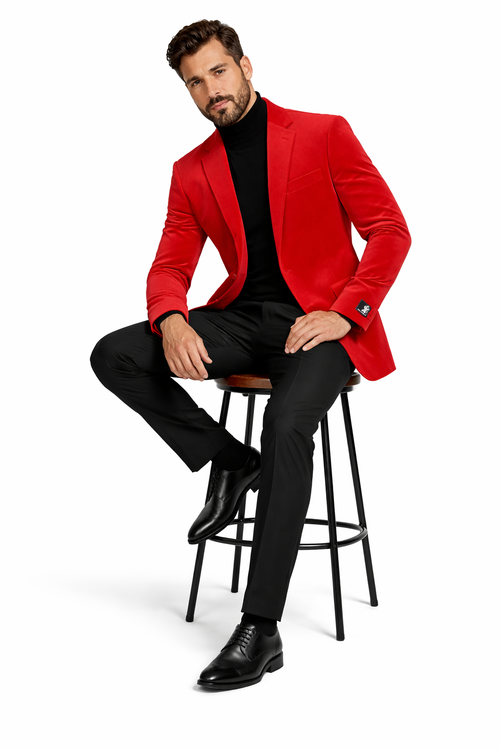 Wholesale Mens Jackets - Wholesale Blazer - Red Velvet  Blazer