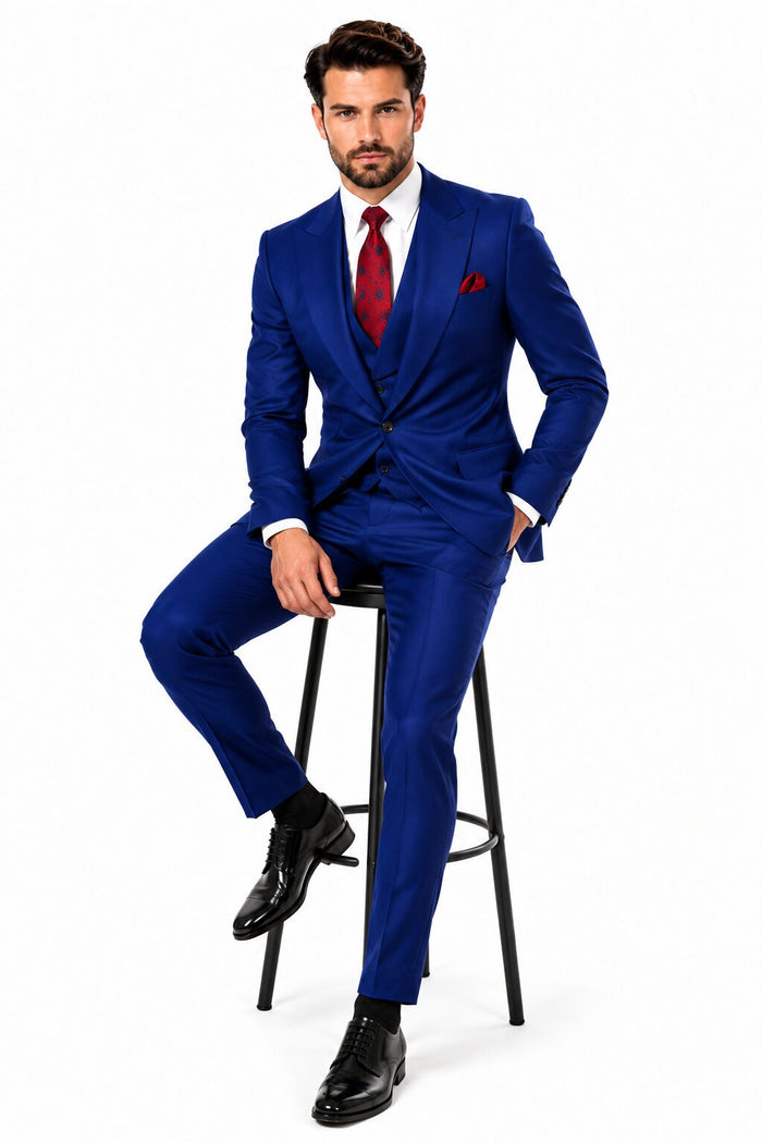 Big Lapel - Wide Lapel - Tom Ford Style Suit - Ticket Pocket - Royal Blue