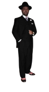 Wide Leg Pleated Pants Pants - 100% Wool Suit - Double Breasted Vest Peak Lapel - Classic Fit Suit - Vested Suit - Black