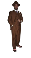 Wide Leg Pleated Pants Pants - 100% Wool Suit - Double Breasted Vest Peak Lapel - Classic Fit Suit - Vested Suit - Brown