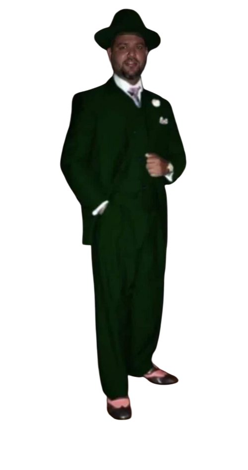 Wide Leg Pleated Pants Pants - 100% Wool Suit - Double Breasted Vest Peak Lapel - Classic Fit Suit - Vested Suit - Dark Green