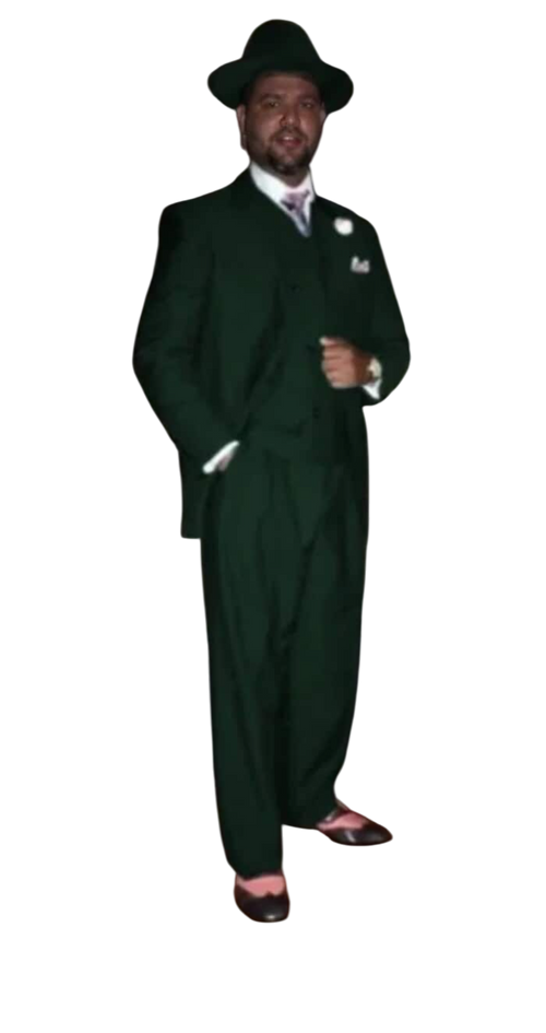 Wide Leg Pleated Pants Pants - 100% Wool Suit - Double Breasted Vest Peak Lapel - Classic Fit Suit - Vested Suit - Hunter Green