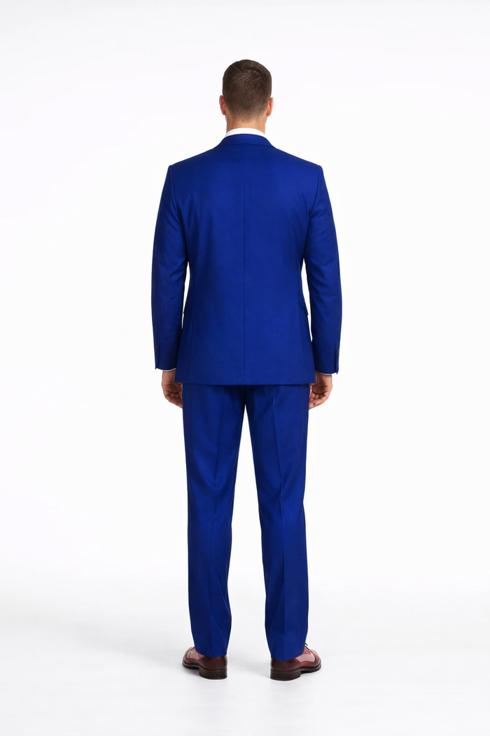 Wide Leg Pleated Pants Pants - 100% Wool Suit - Double Breasted Vest Peak Lapel - Classic Fit Suit - Vested Suit - Royal