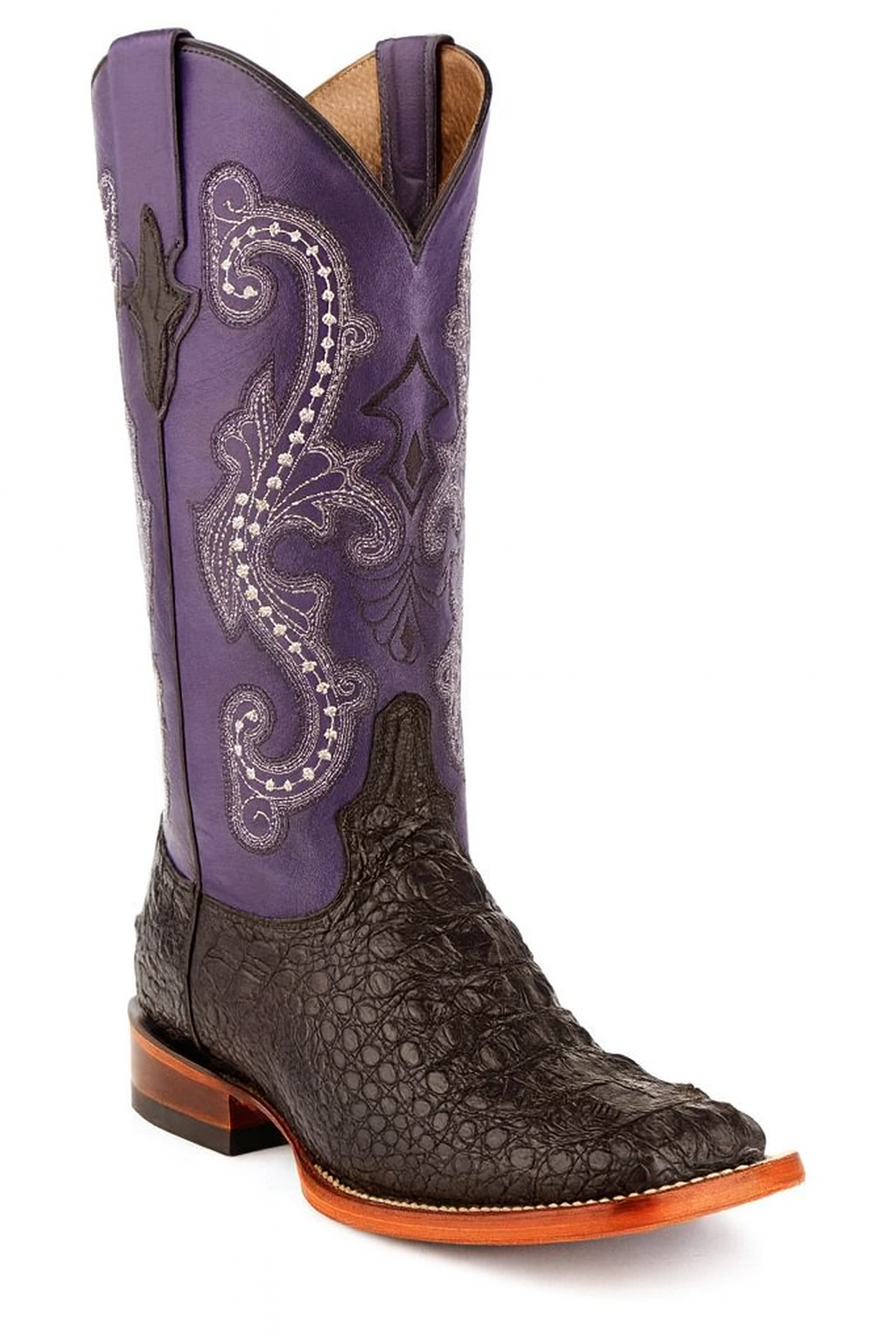 Ferrini Women's Rancher Square Toe Boots Crocodile Print - Black/Purple 9049304