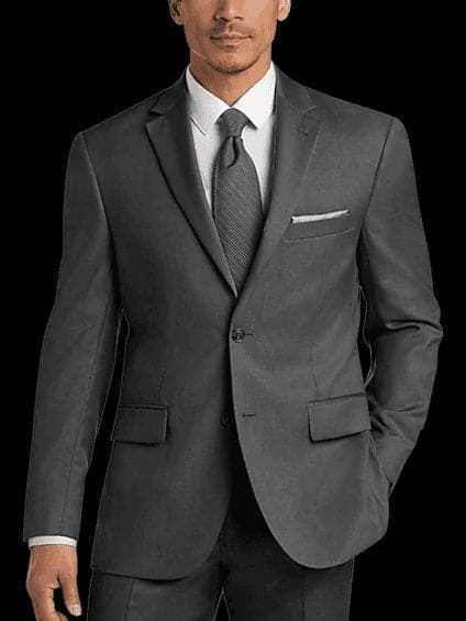 Wool Fabric Suit - Gray Suit With Blue Shirt