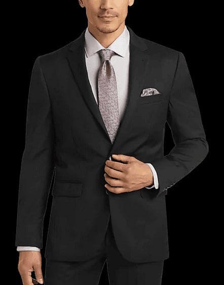 Wool Black Modern Fittied Wool Suit