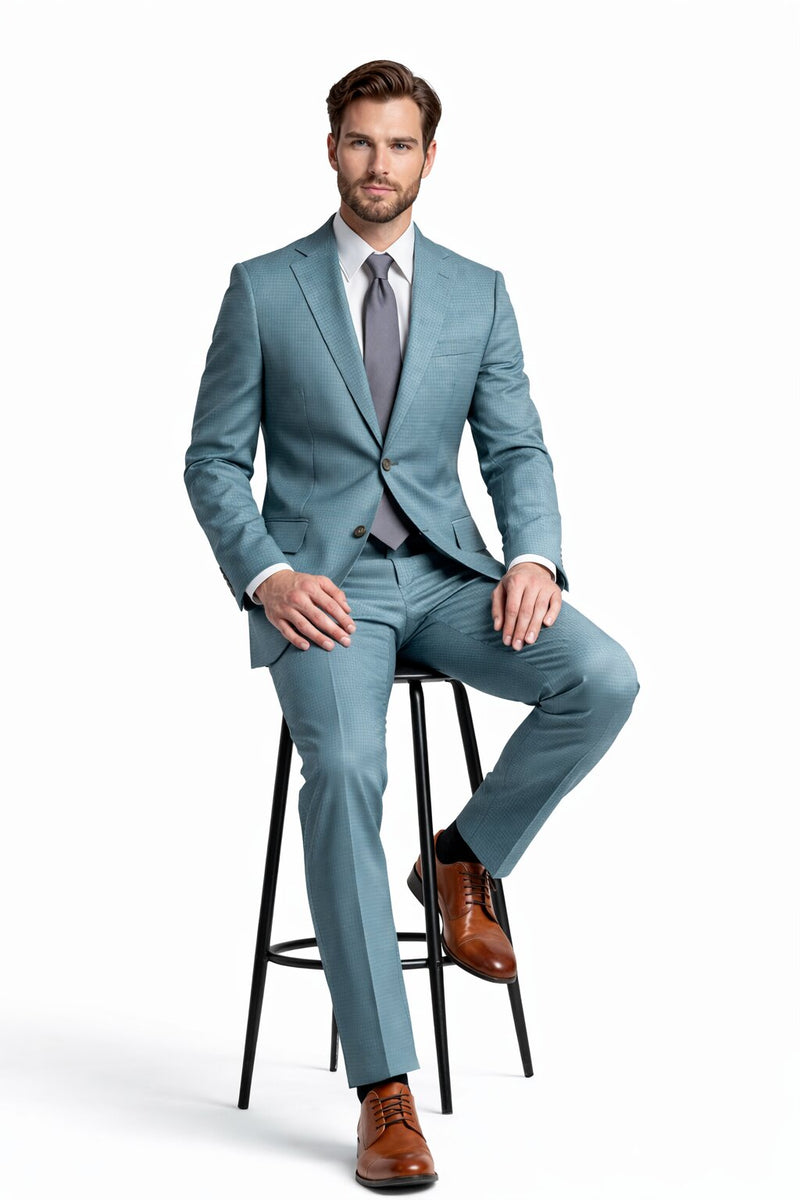 Grid Trim Fit Wool Blend Two-Piece Suit