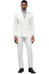 Men's Designer Stacy Adams Classic Double Breasted Suit in Ivory