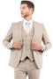 "Men's Slim Fit One Button Vested Business & Wedding Suit - Tan"