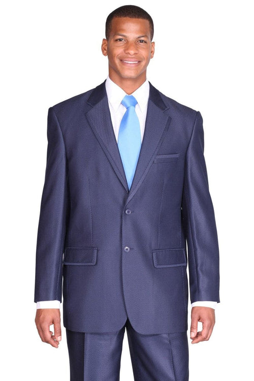 "Sharkskin Suit Men's Navy - 2 Button Diagonal Shiny Design"